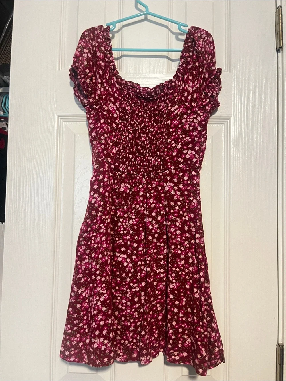 Old Navy Burgundy Floral Smocked romper Size 8